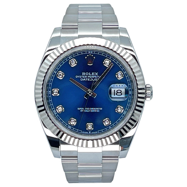 2023 Rolex Datejust 41 41mm 126334-0015 Bright Blue Dial with Diamonds