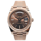 2023 Rolex Day-Date 40 40mm 228235-0003 Chocolate Dial with 10 Baguette-Cut Diamonds