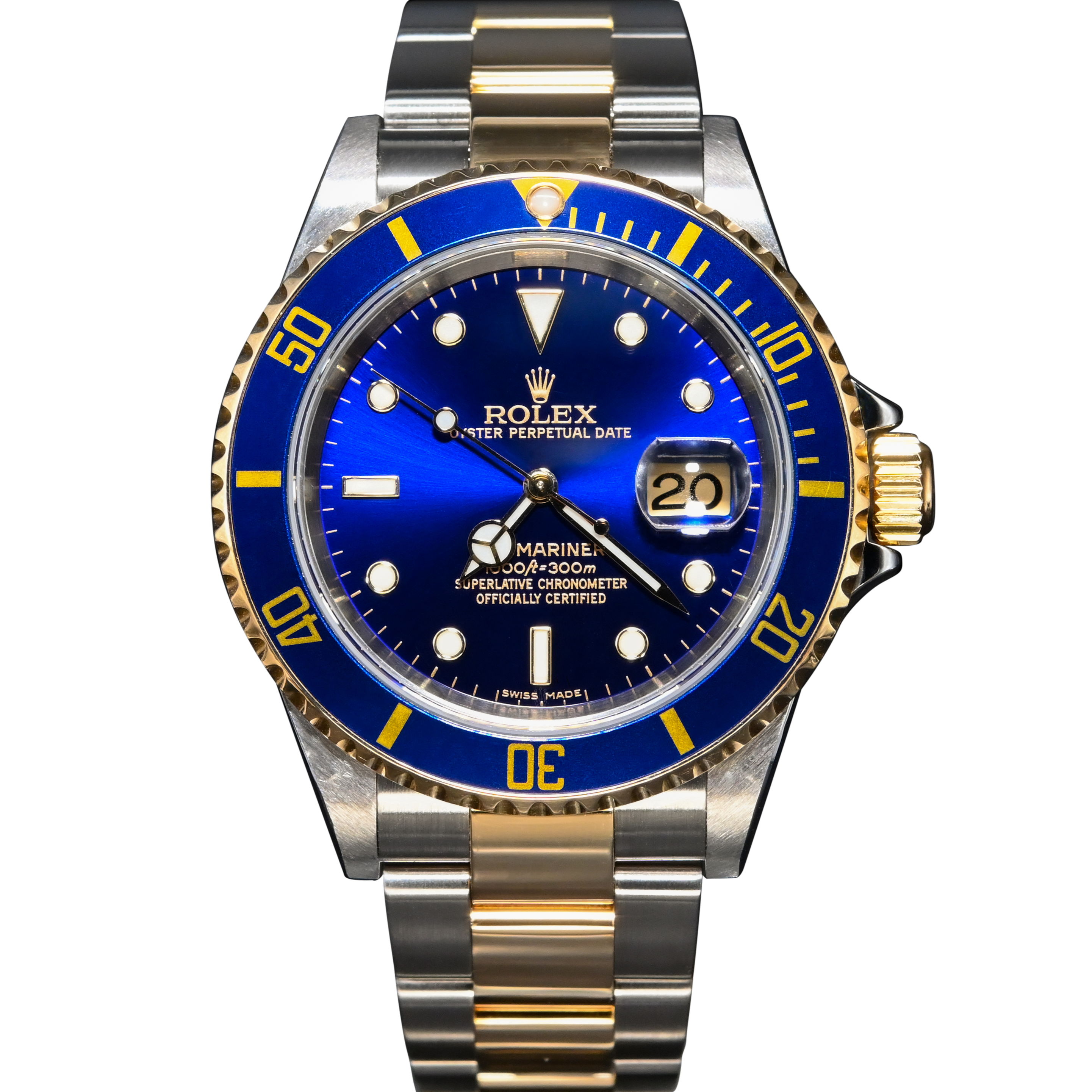 Rolex submariner date blue discount dial men's watch 16613lb