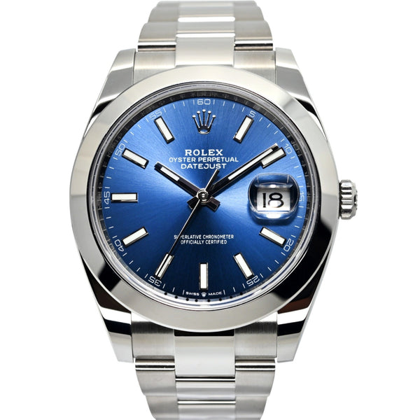 Rolex Datejust 41 41mm 126300-0001 Bright Blue Index Dial