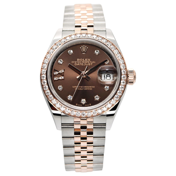 2023 Rolex Lady-Datejust 28mm 279381RBR-0003 Chocolate Dial with IX Diamonds (Jubilee Bracelet)