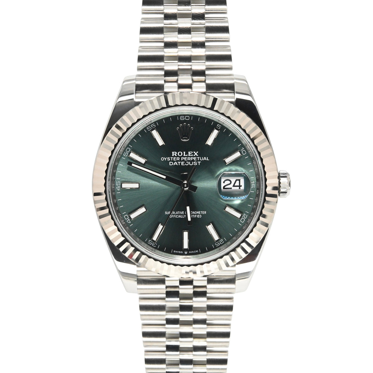 2024 Rolex Datejust 41 41mm 126334-0028 Mint Green Index Dial – Montrez ...