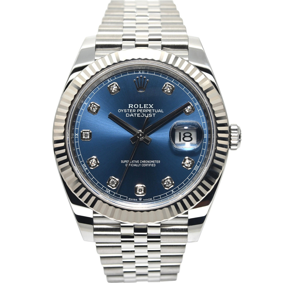 Rolex Datejust 41 41mm 126334-0016 Bright Blue Dial with Diamonds ...
