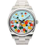 Rolex Oyster Perpetual 41 41mm 124300-0008 Turquoise Blue Dial Celebration Motif